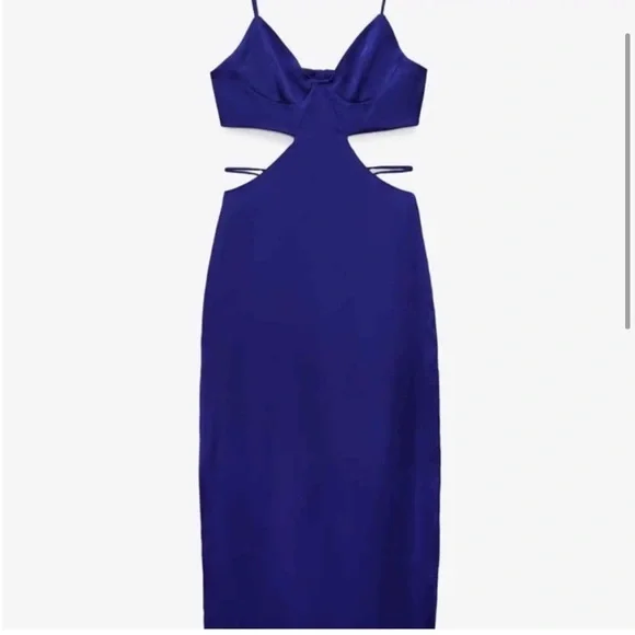 Zara | Dresses | Zara Blue Satin Slip Dress | Poshmark